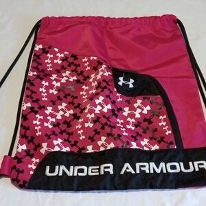 Under Armour Fuchsia and Black Logo Drawstring Bag